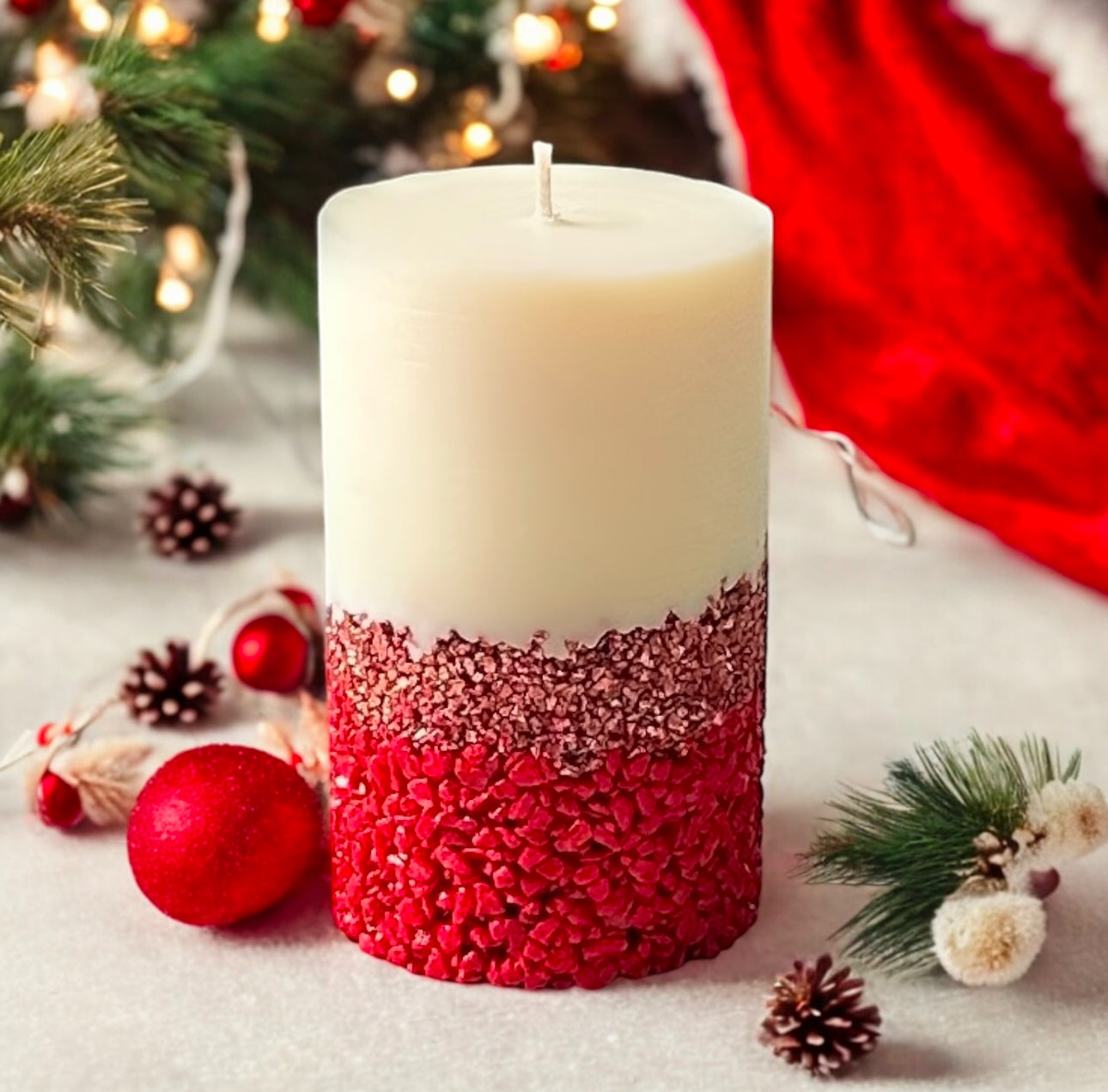 Christmas Stone Pillar Candle